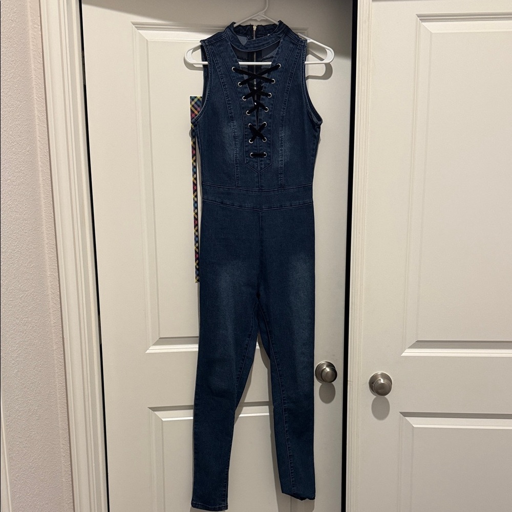 Kids Denim One Piece with Lace-Up Front